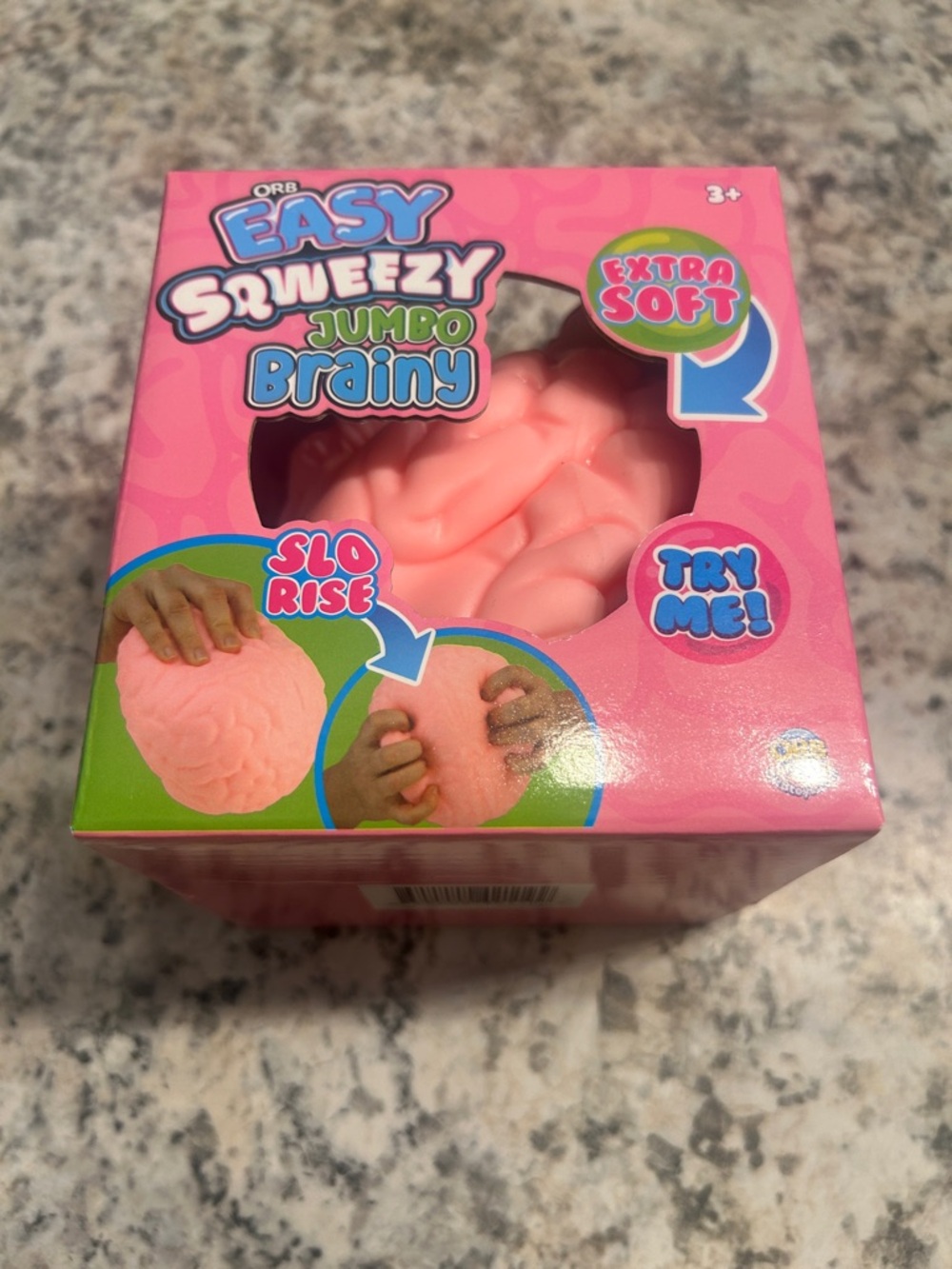 Orb Easy Sqweezy Jumbo Brainy Pink Brain Squishy VIRAL Fidget Toy